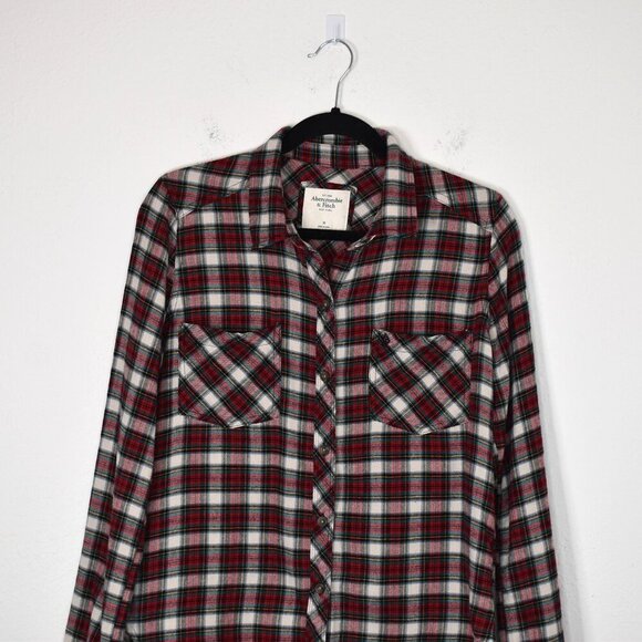 Abercrombie & Fitch Plaid Button Down Shirt Sz M Flannel Western Preppy 90s Y2K - Picture 2 of 15